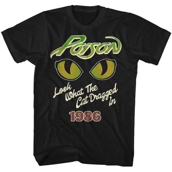 Julia A Other - Poison Look What The Cat Dragged In 1986 Album Shirt Rock Band Graphic Tee Retro